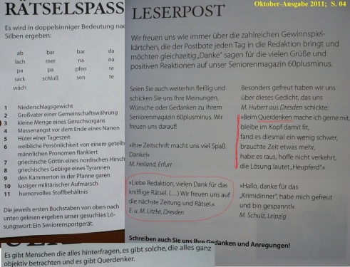 QUERDENKER-RÄTSEL - Leserbriefe