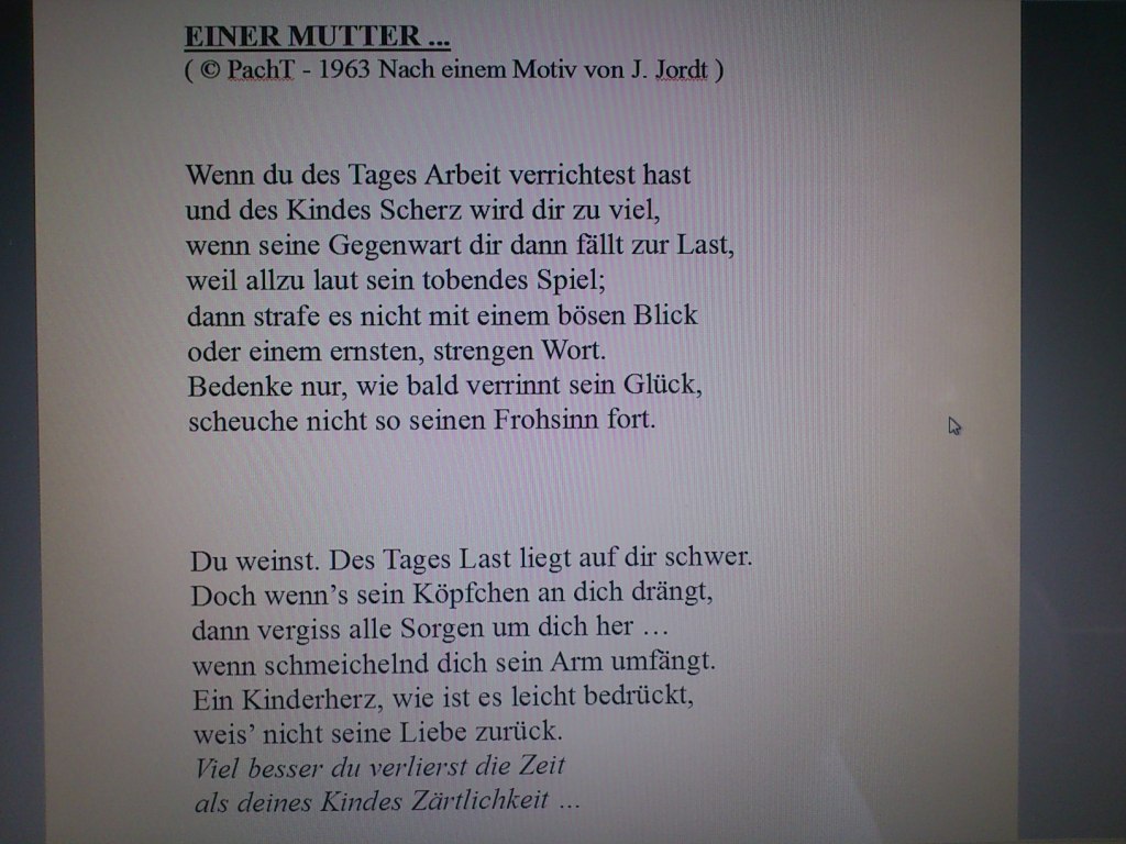 PachT ... Gedicht fuer eine Mutter