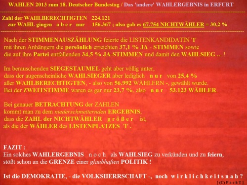WahlKampfBeobachtung 2013 - 22 Truegerischer Wahlsieg