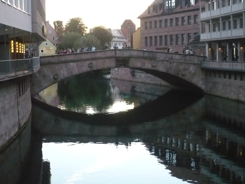 Nürnberg 027 Blick zur Fleischbrücke ü. Pegnitz