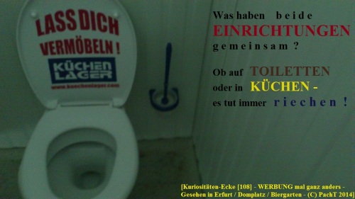 KURIOS 108 Küchen-Werbung im Abort