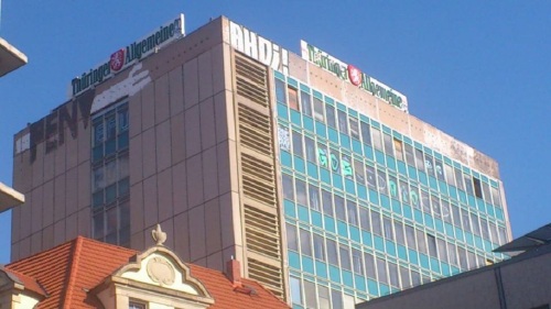 Fleischgasse rückseitig der WERBEBLOCK der TA