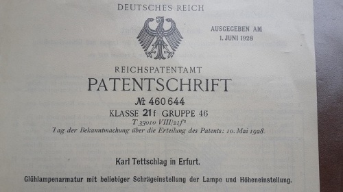1887 - 1974 9 Entwicklungen meines Opa KATET_Strahler dtsch.Patent