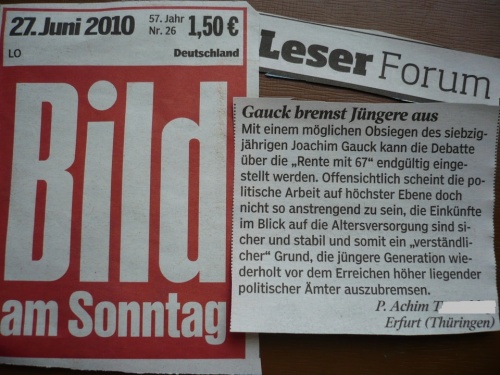 Pressebeitrag in BamS v. 27.06.10 