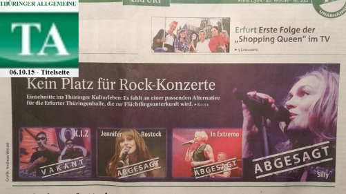 TA-Meldung v. 06.10.15 ABSAGE an die KULTUR