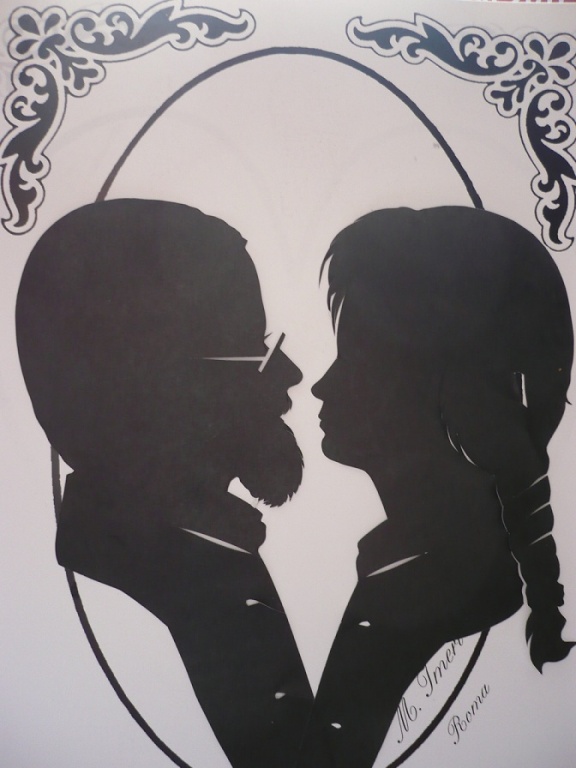 PachT mit Frau als Scherenschnitt 1997 Italien