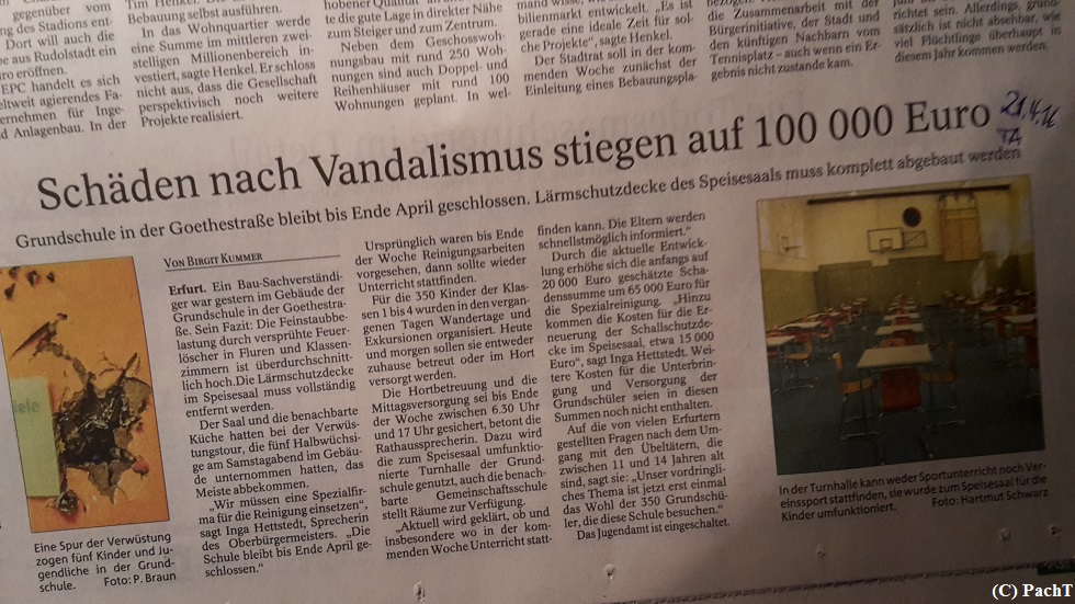 Vandalismus an Schule in EF 04_2016