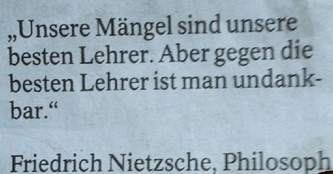 Zitat Unsere Mängel
