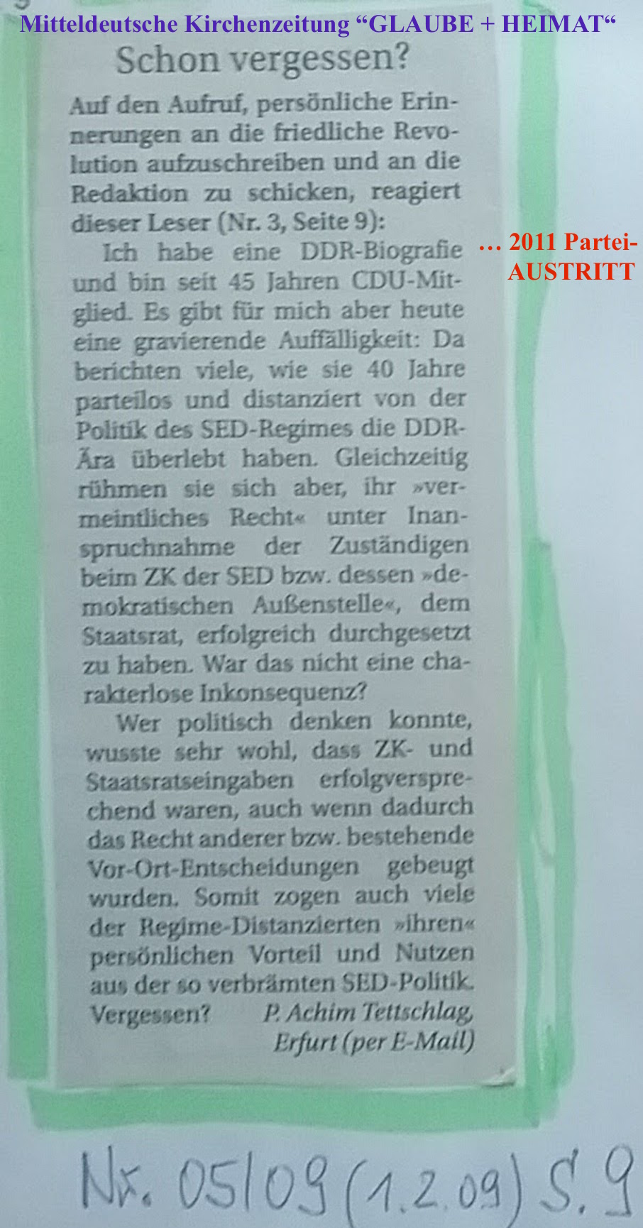 G u H 2009.02.01 Vergessen der DDR-Vergangenheit