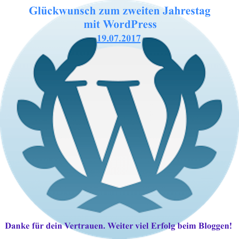 PachTs wordpress 20 Gratulation zu 2 Jahre bei WP 19.07.17