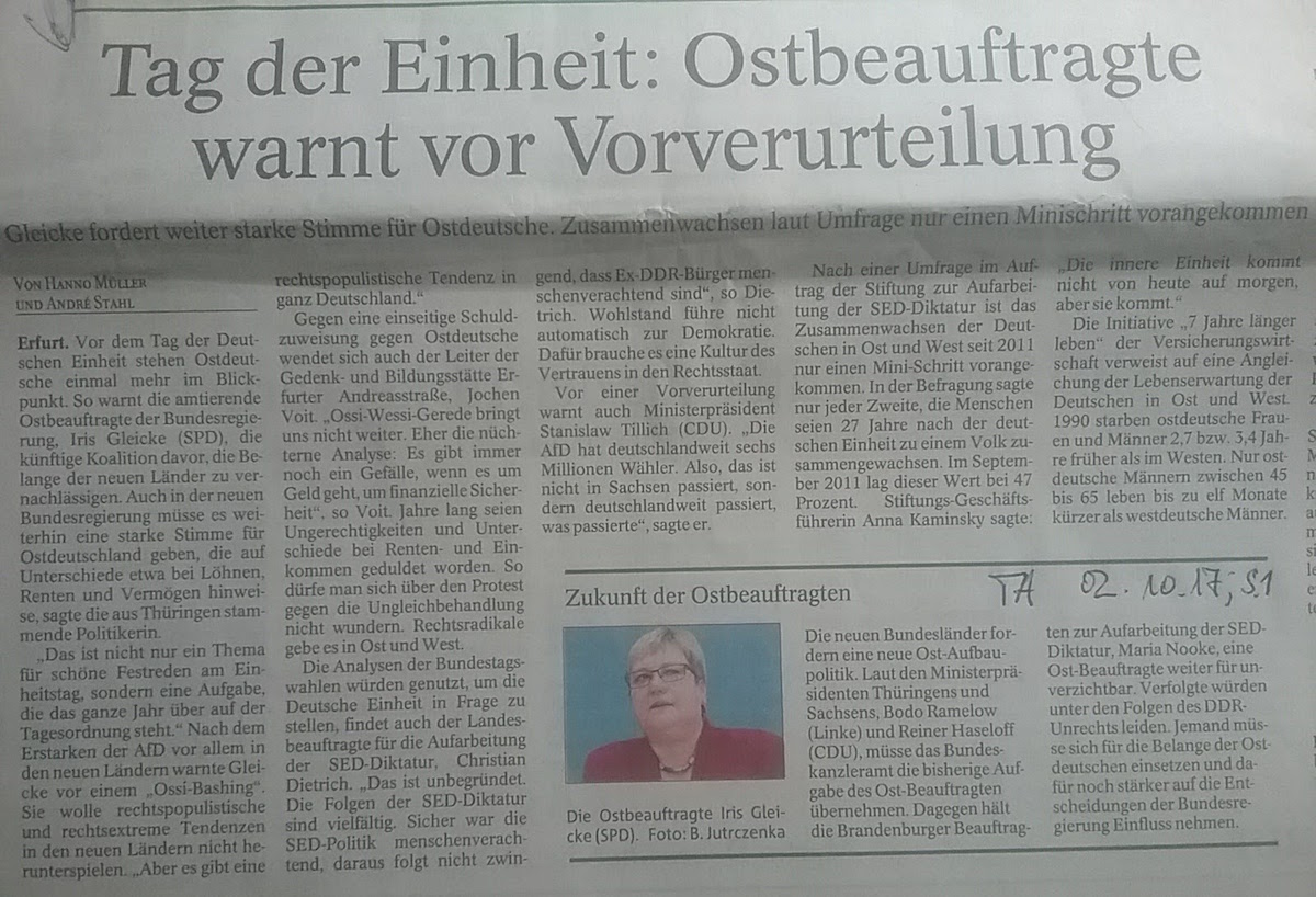 TA-Artikel zum Tag derDeutschen Einheit 2017.10.02 1 Blog 02.10.17