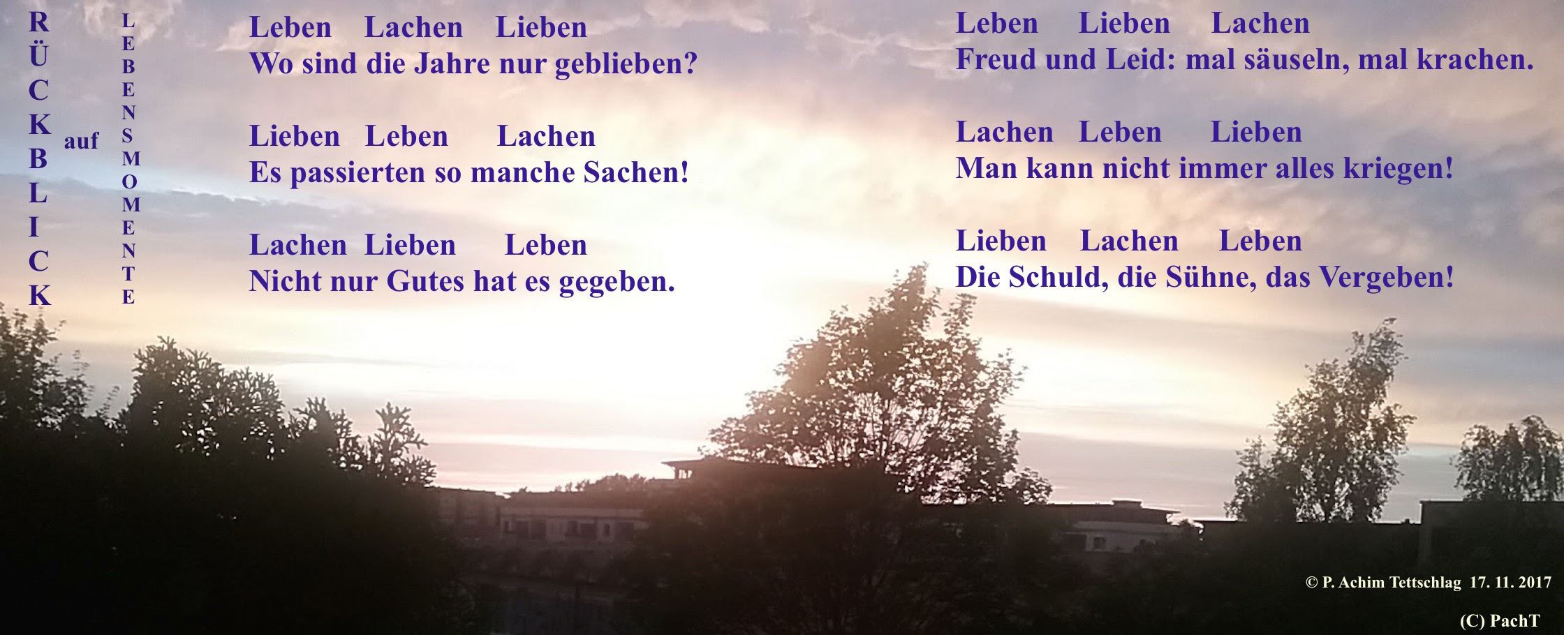 Gedicht Rückblick auf Lebensmomente 2017