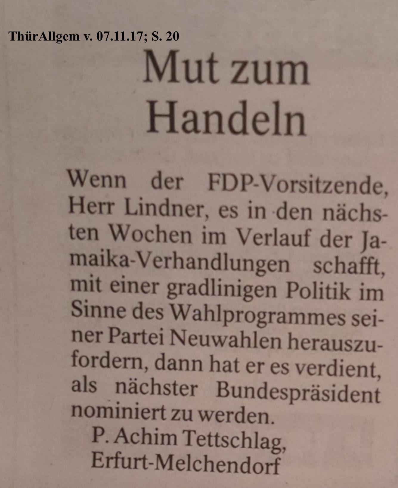 TA-Artikel über Jamaika_Sondierungen 19.BT 2017.11.06 2 Blog 08.11.17