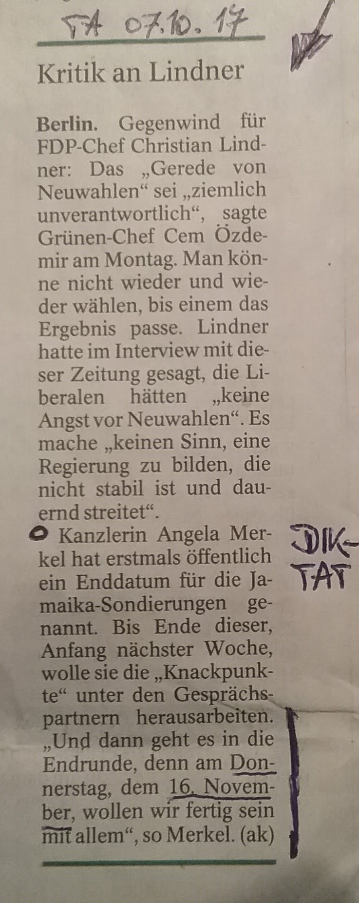 TA-Artikel über Jamaika_Sondierungen 19.BT 2017.11.07 3 Blog 09.11.17