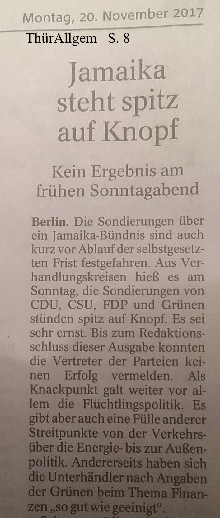 TA-Artikel zu Jamaika-Abbruch 1 _ 2017.11.20 Blog 23.11.17