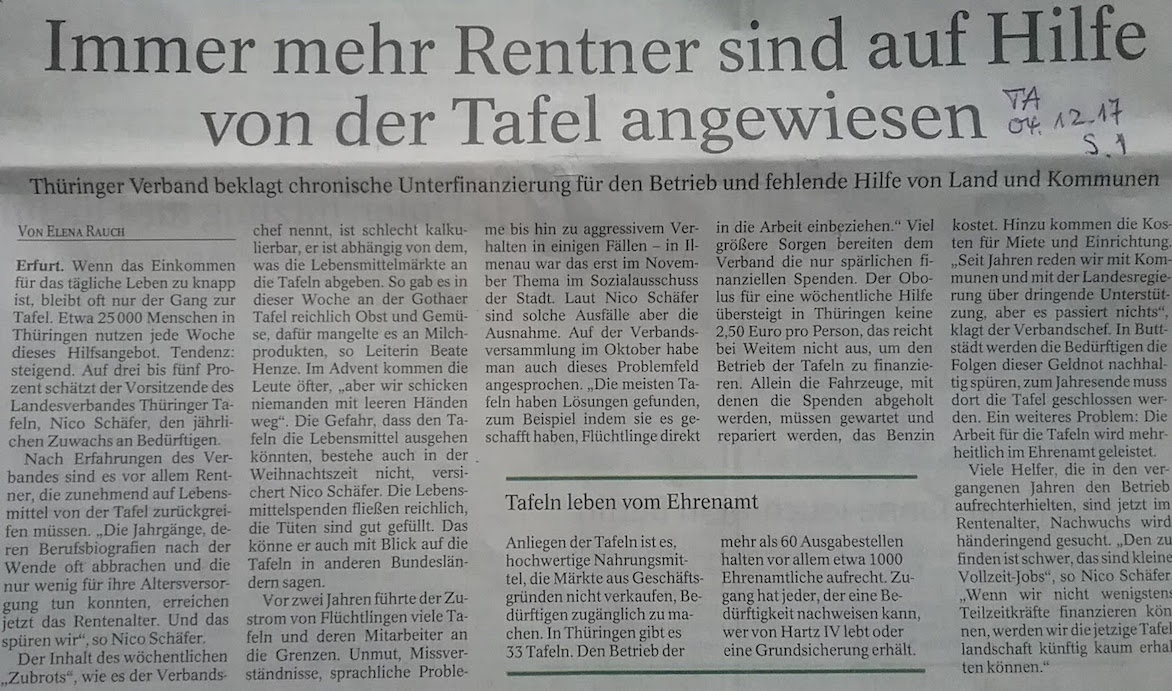 TA-Artikel über Rentner an der Tafel 2017.12.04 _1 Blog 07.12.17