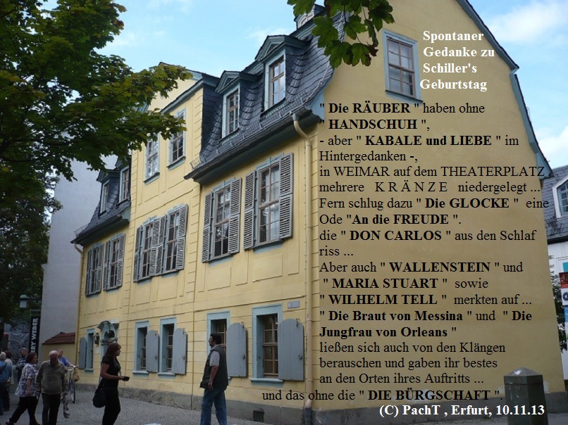 Gedanken zu Schillers Geburtstag 10.11.13