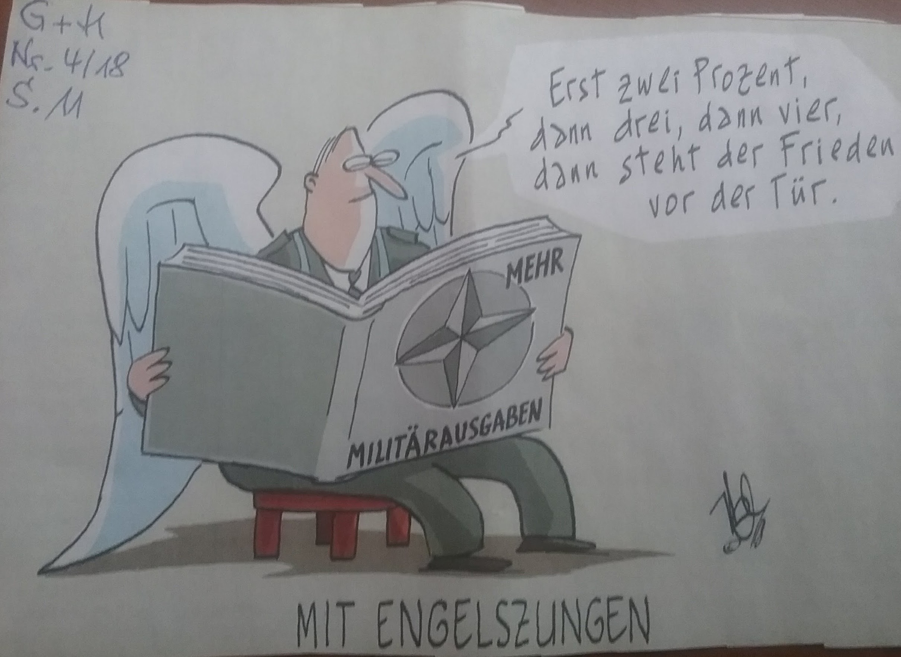 Karrikatur Militärkosten u. Frieden
