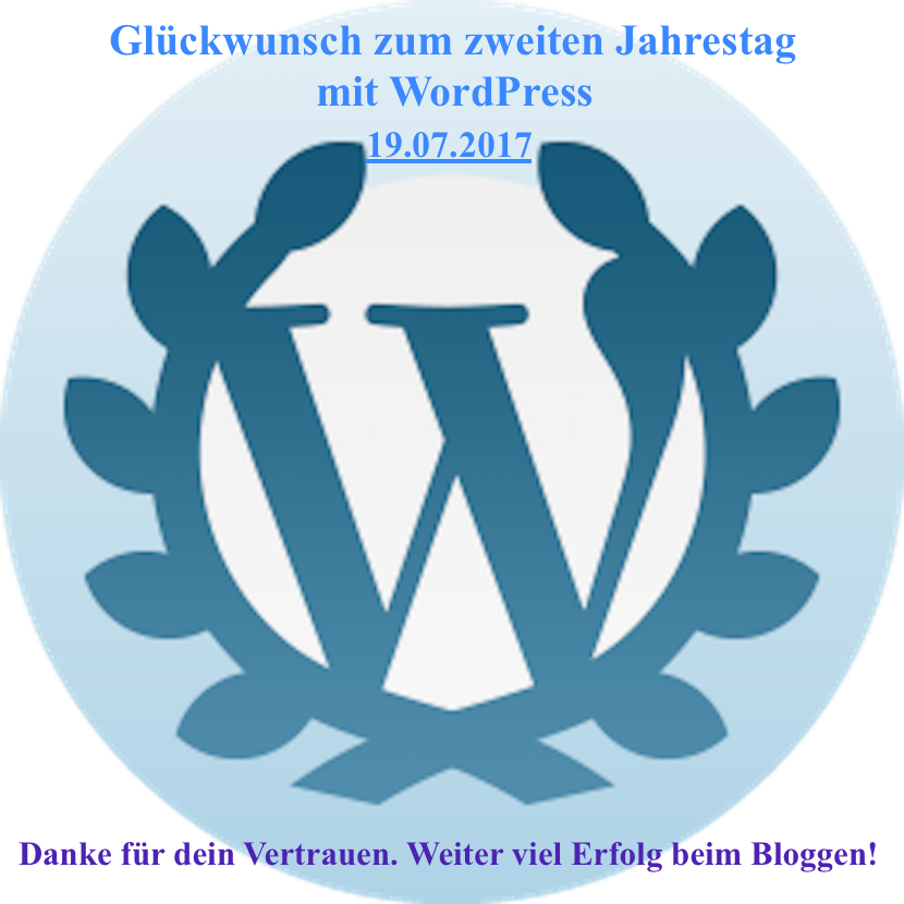 PachTs wordpress 20 Gratulation zu 2 Jahre bei WP 19.07.17
