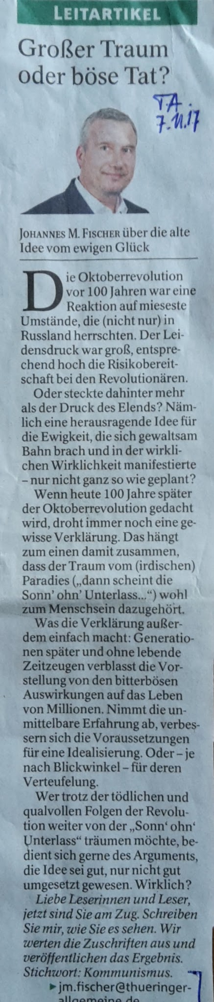 TA-Artikel über 100 Jahre OktoberRevolution 1a 2017.11.07 Blog 16.01.18