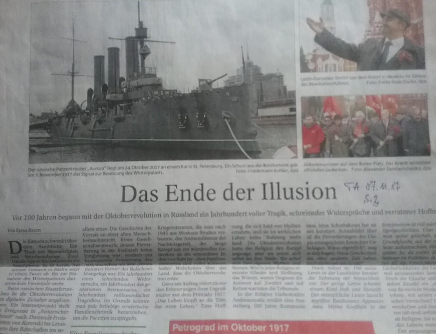 TA-Artikel über 100 Jahre OktoberRevolution 1b 2017.11.07 Blog 16.01.18
