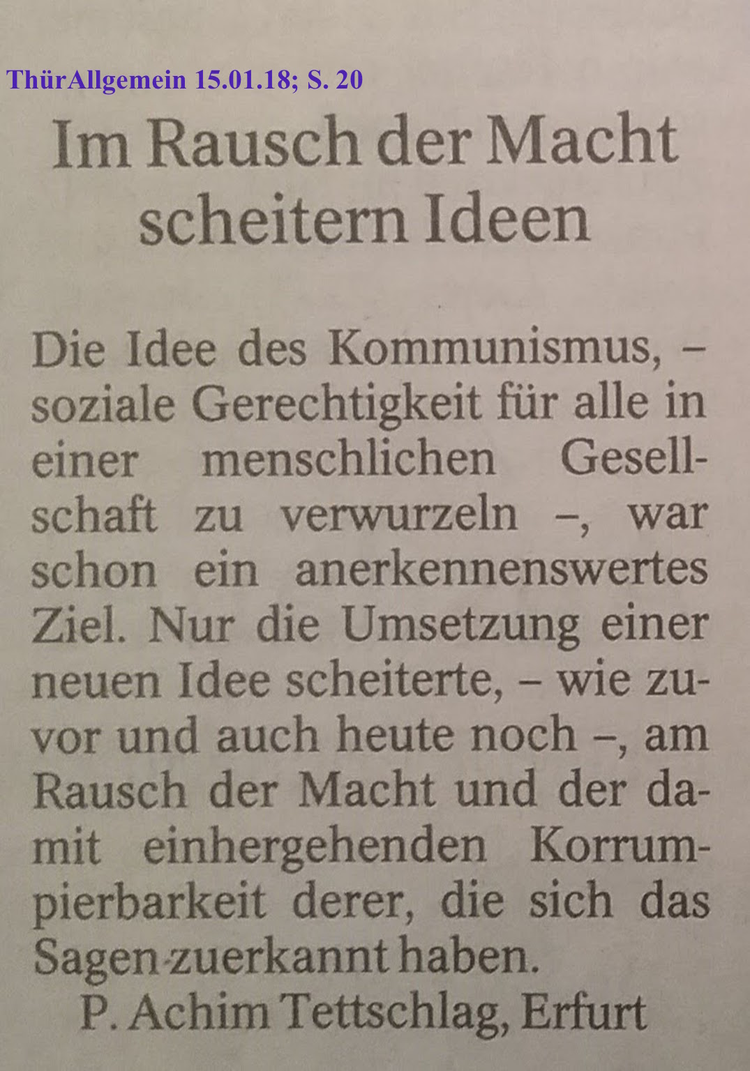 TA-Artikel über 100 Jahre OktoberRevolution 2 2017.11.07 Blog 16.01.18