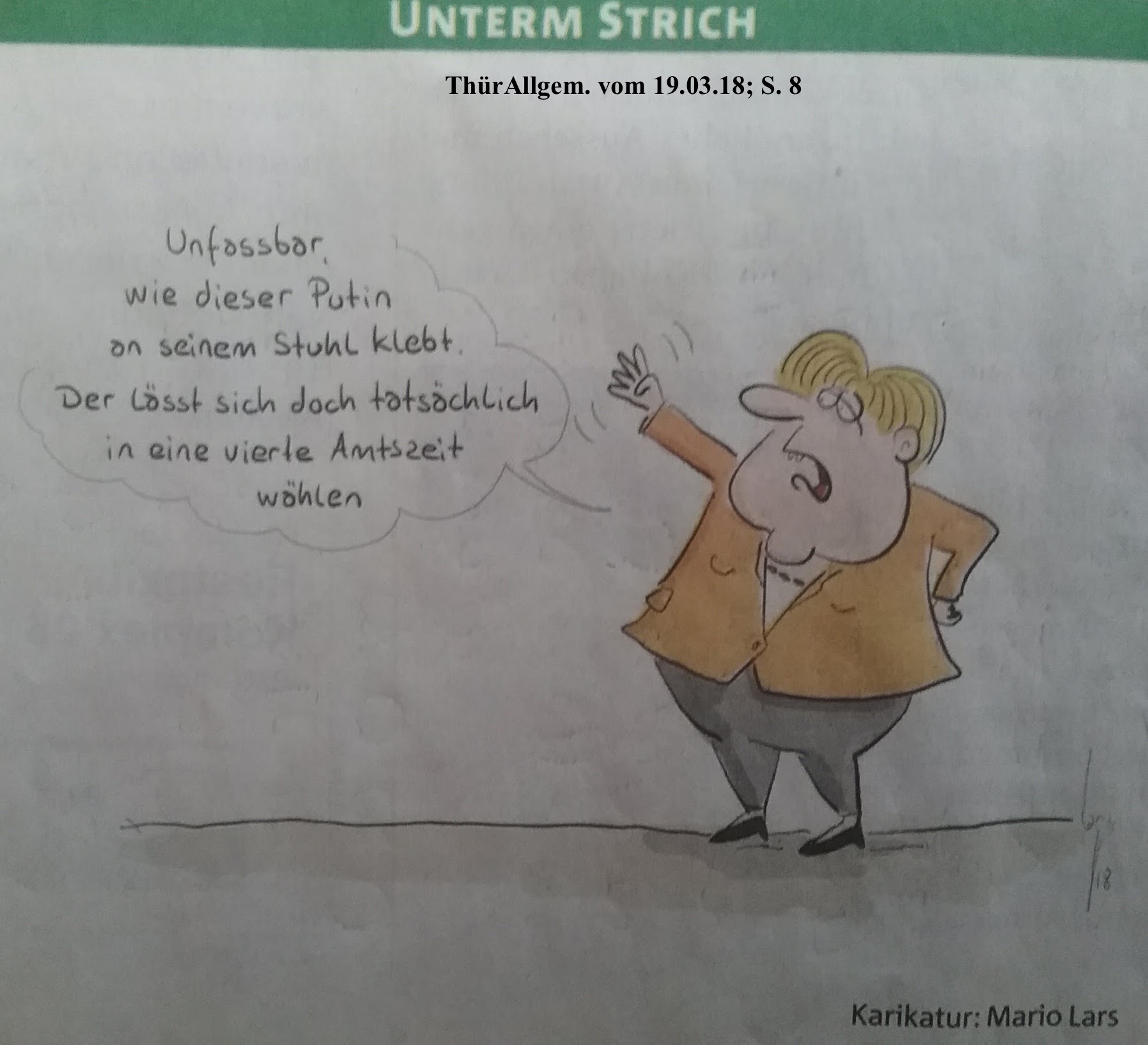 Karikatur AmtsZeit Merkel_Putin