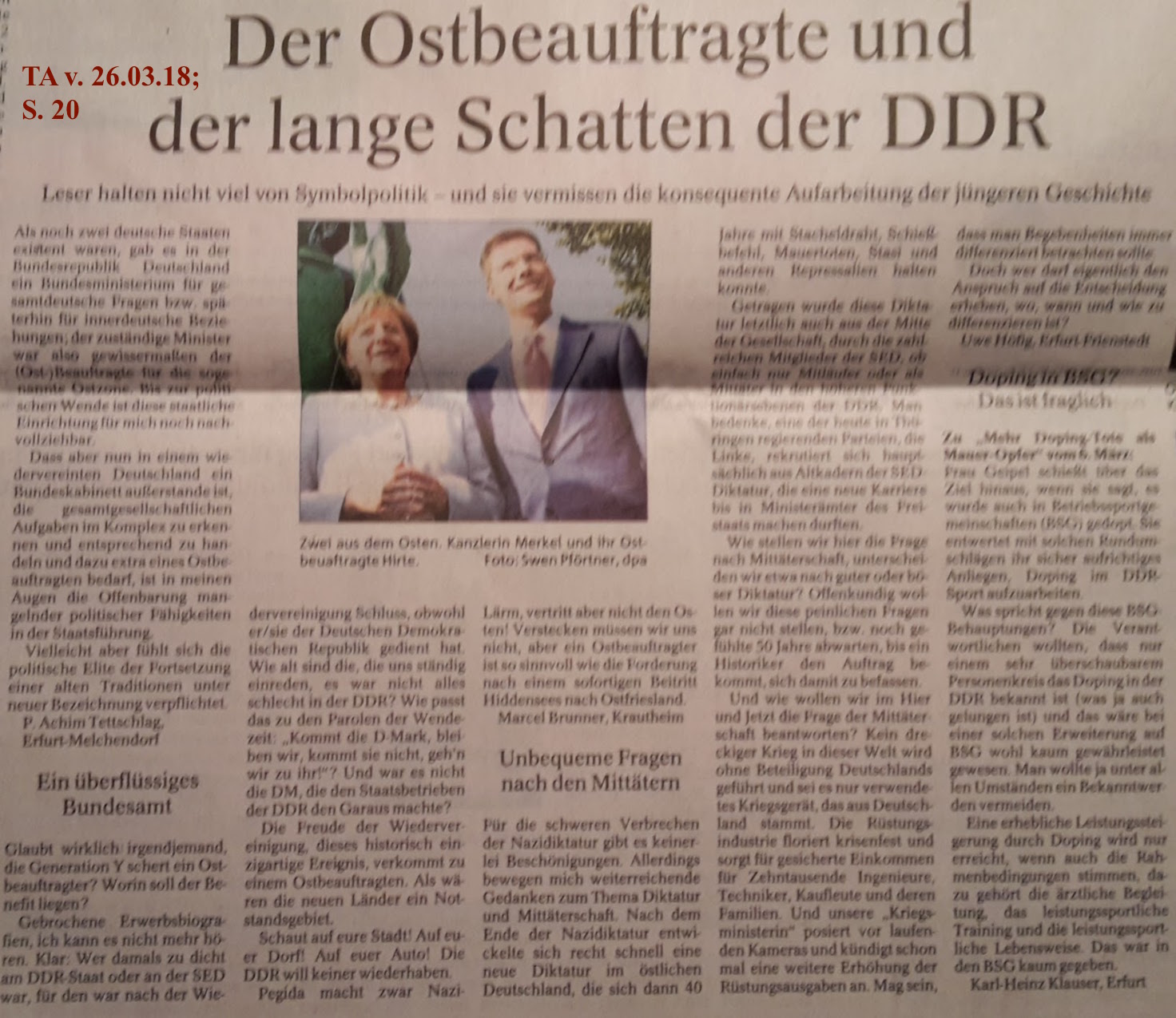 TA-Artikel zu OSTbeauftragten 2018.03.13 2 Blog 27.03.18