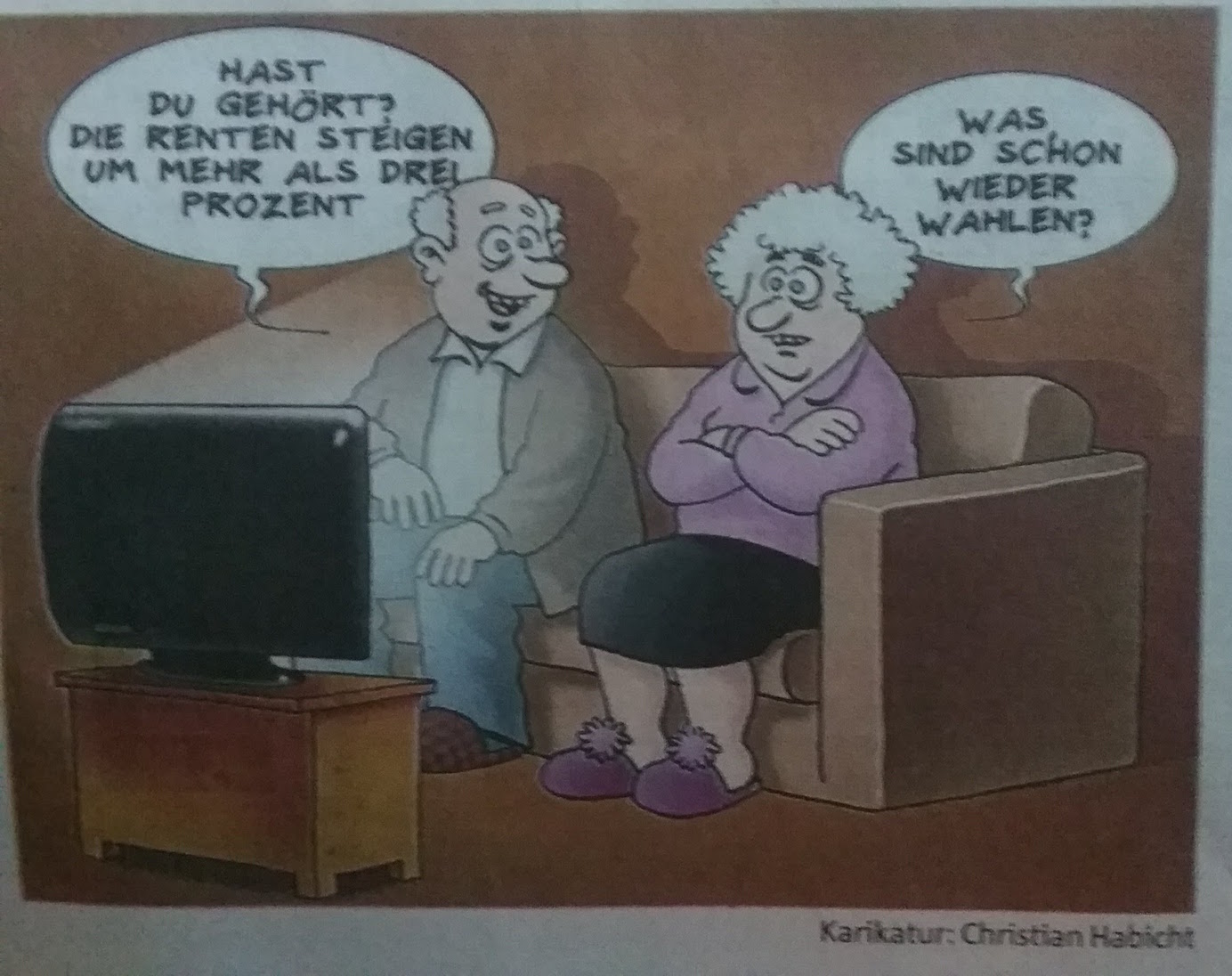 Karikatur Rente, weil Wahlen