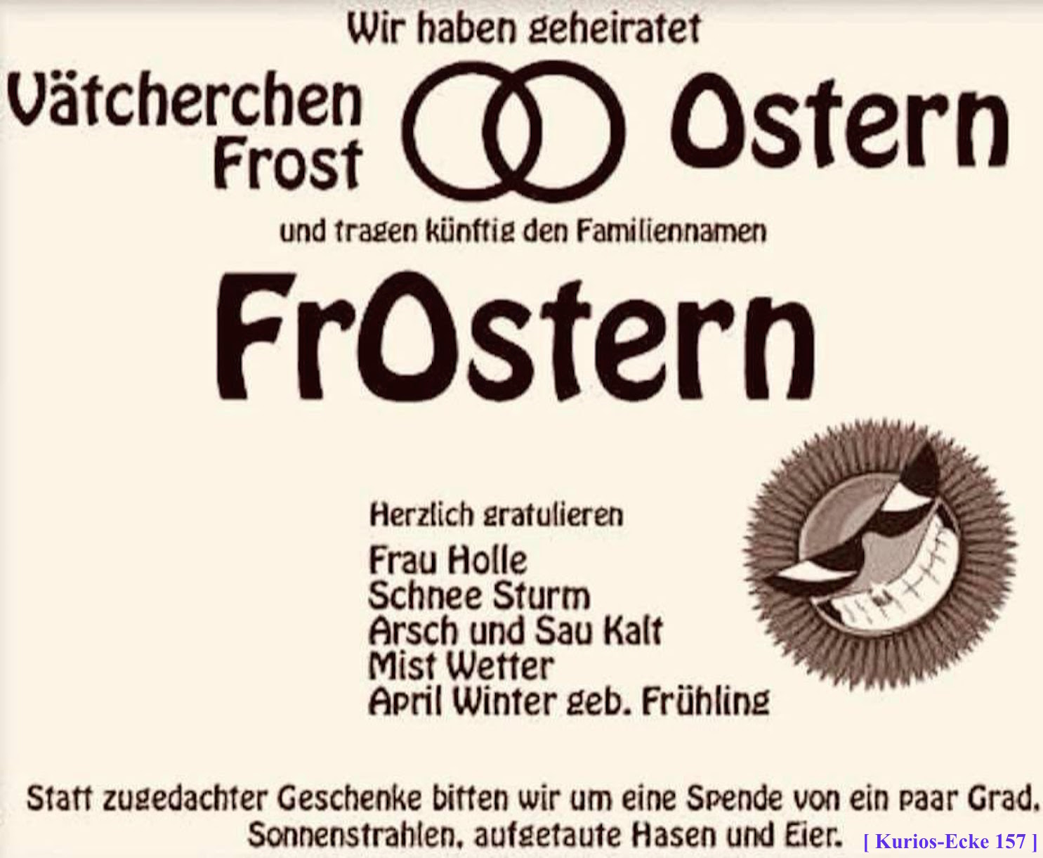 KURIOS 157 Heiratsannonce FrOstern