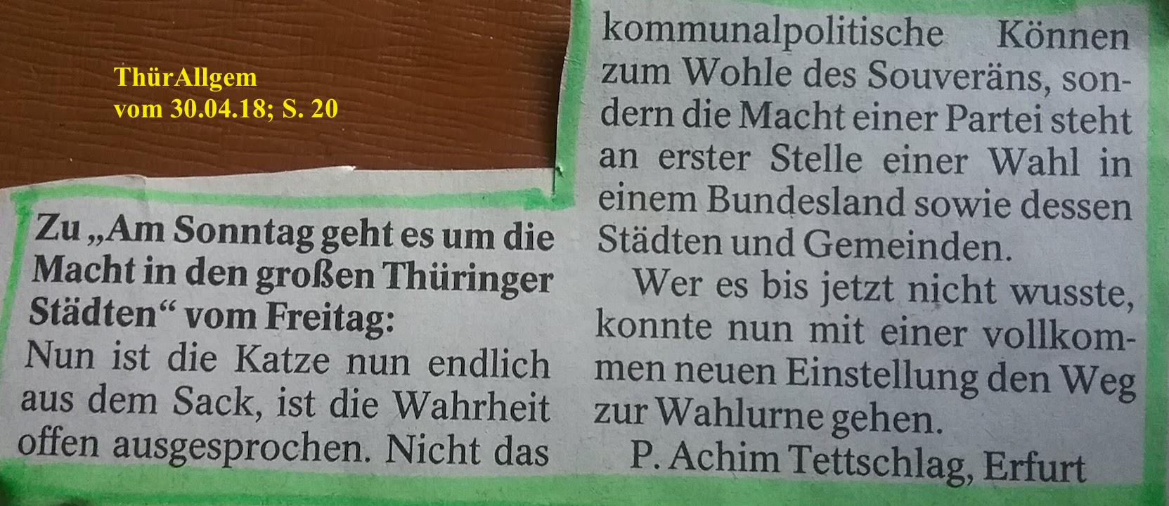TA-Artikel zu OB-StichWahl 2018.04.27 3 Blog 30.04.18