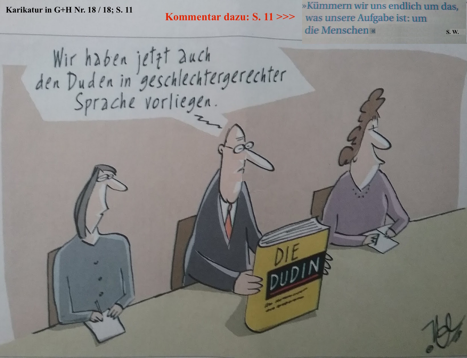 Karikatur Sprachliche Geschlechtergerechtigkeit