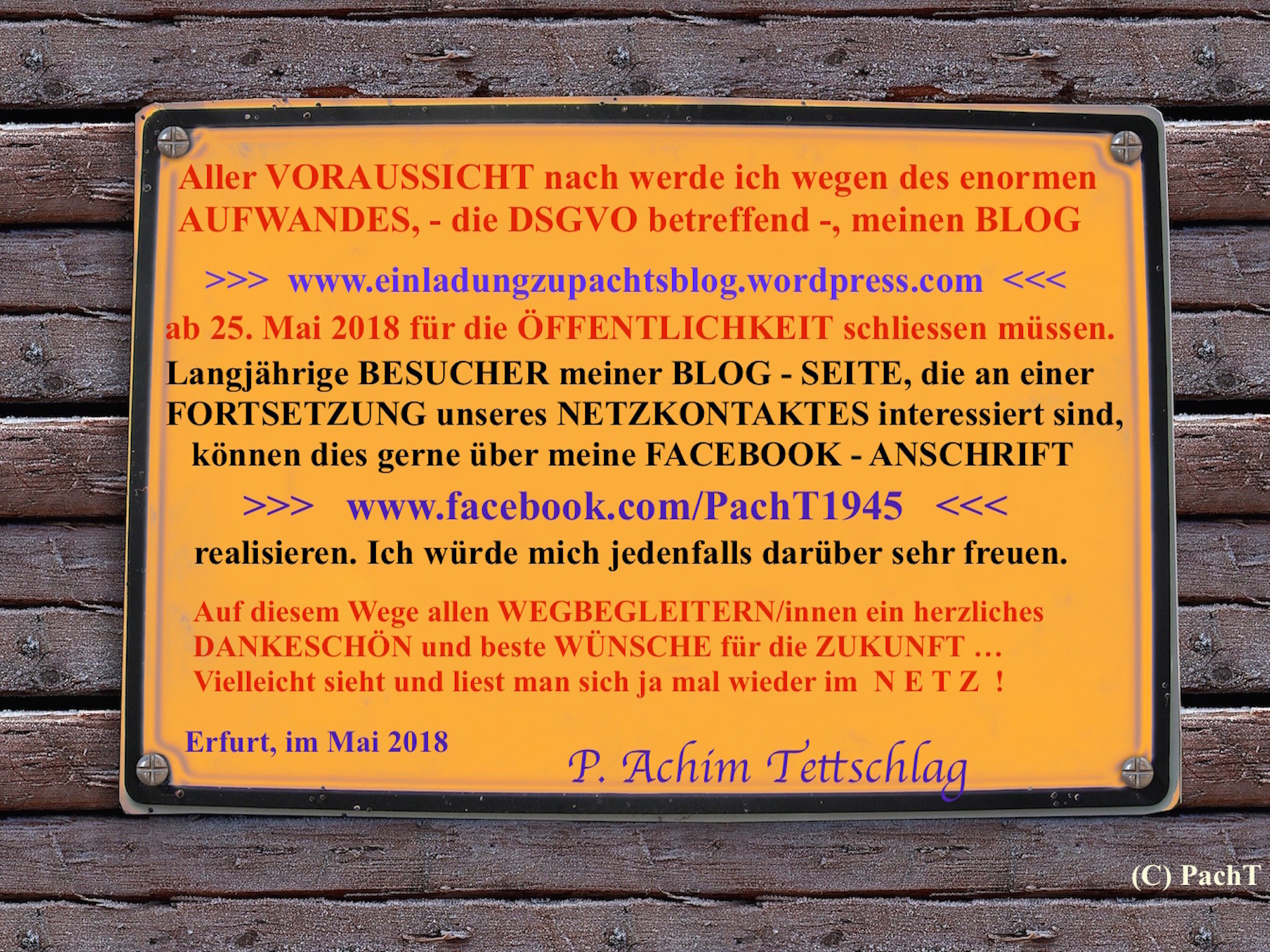 VorAnkündigung SCHLUSS bei WP