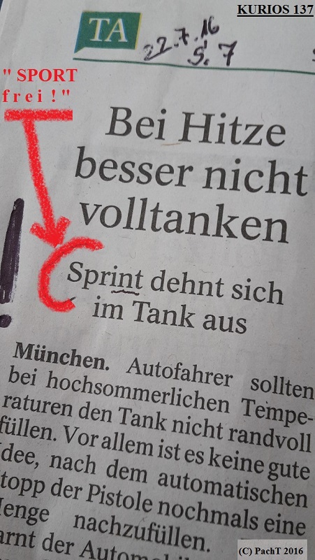 KURIOS 137 Sprint im Tank