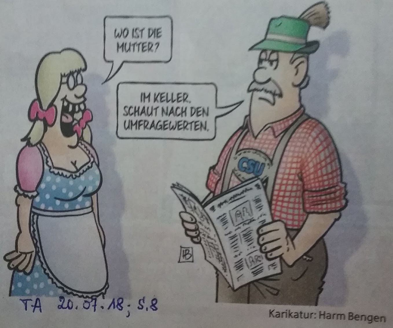 Karikatur UmFrageWerte im Keller