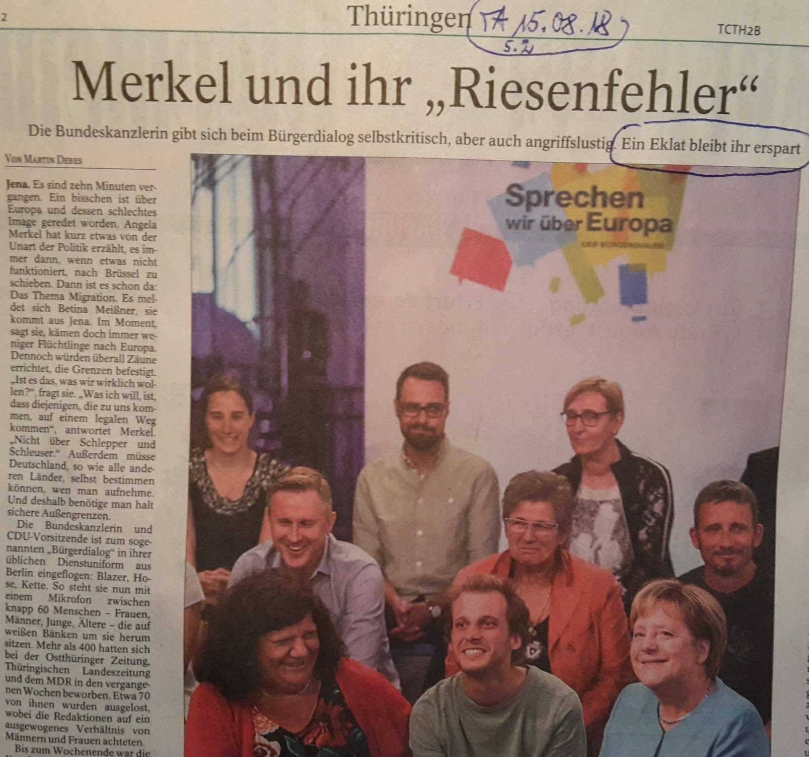 TA-Artikel über BürgerDialog in Jena 2018.08.15 1 Blog 16.08.18