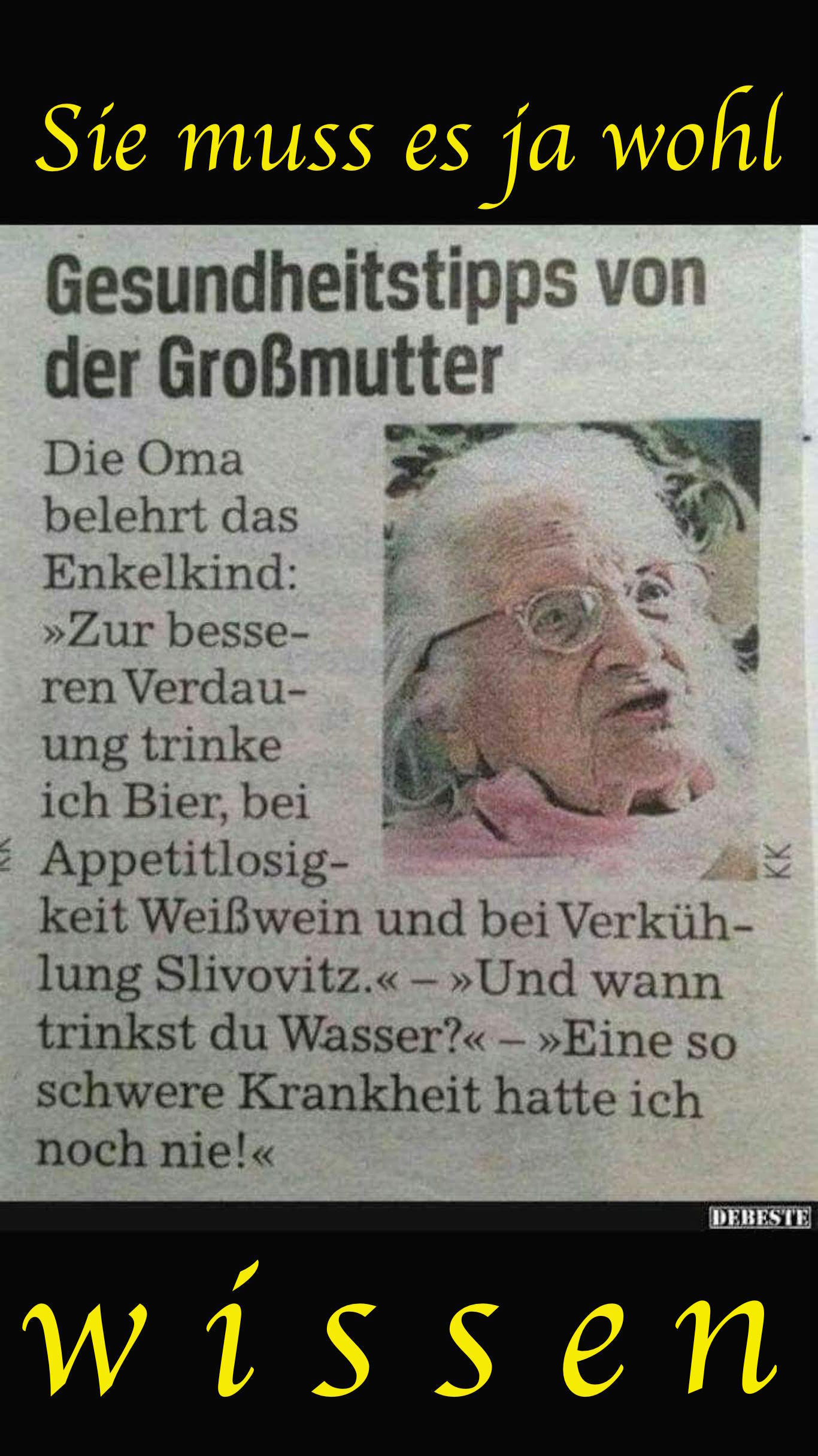 Gesundheitstipp von Oma an Enkel