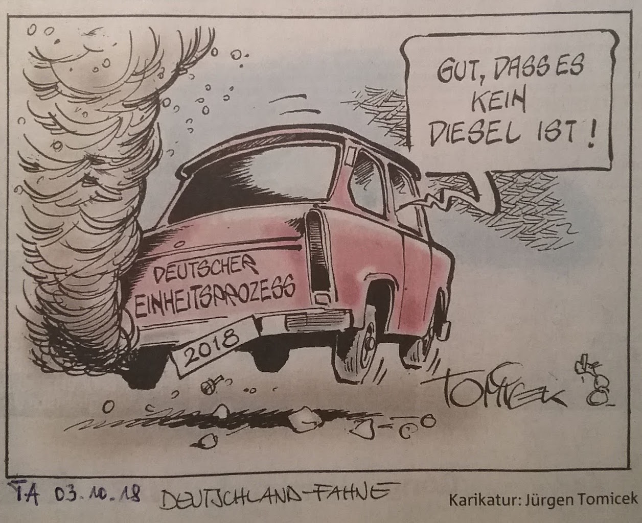 Karikatur TRABBI ohne Diesel