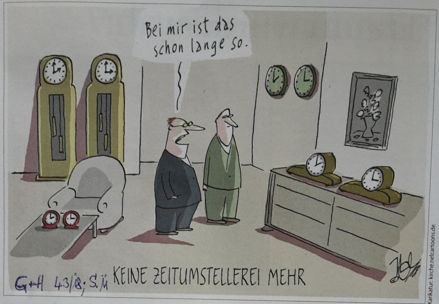Karikatur Zeitumstellung nie mehr