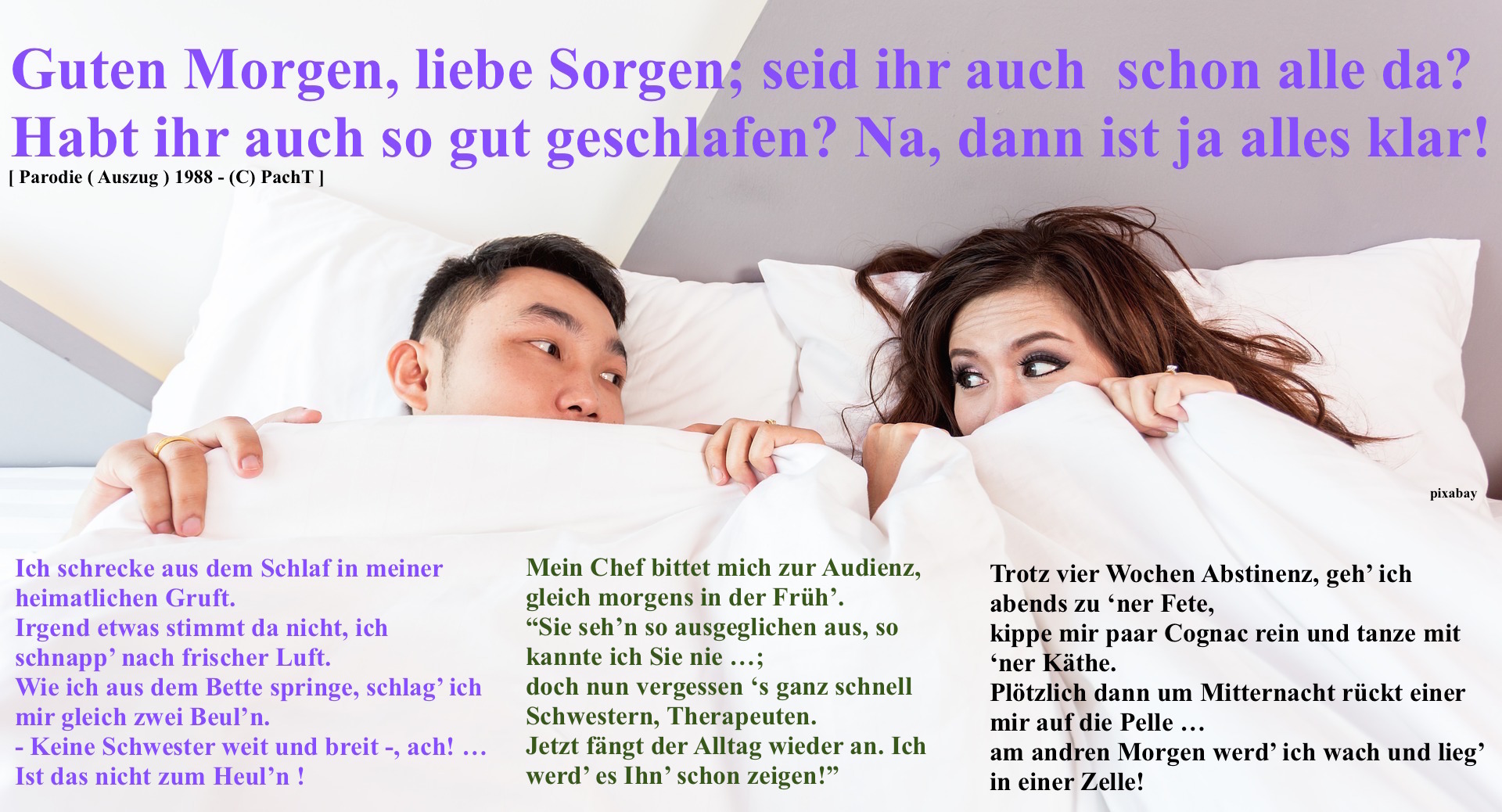 Parodie GUTENMORGEN liebe SORGEN