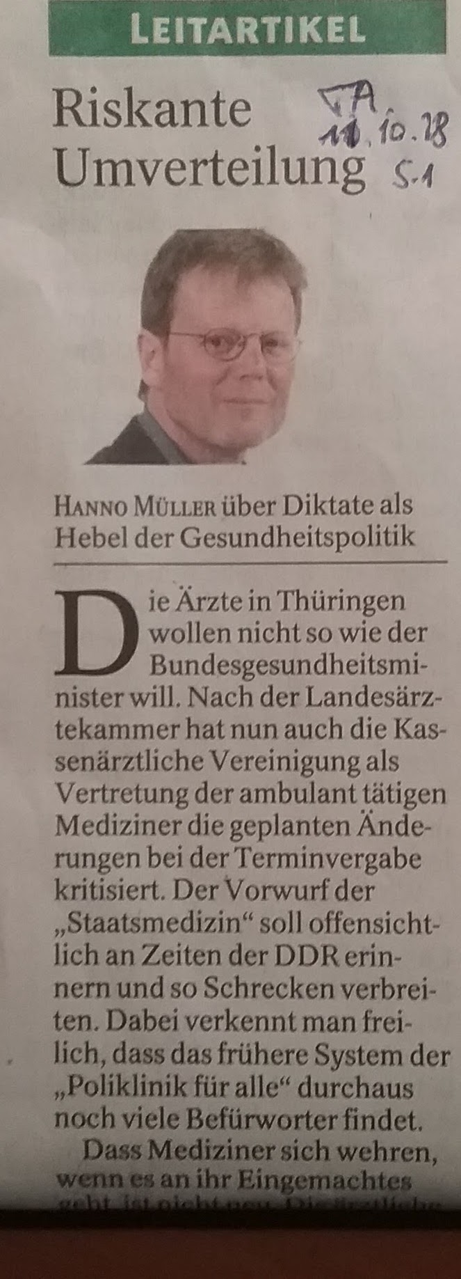 TA-Artikel über GesundheitsKosten 2018.10.11 _1a Blog 16.10.18