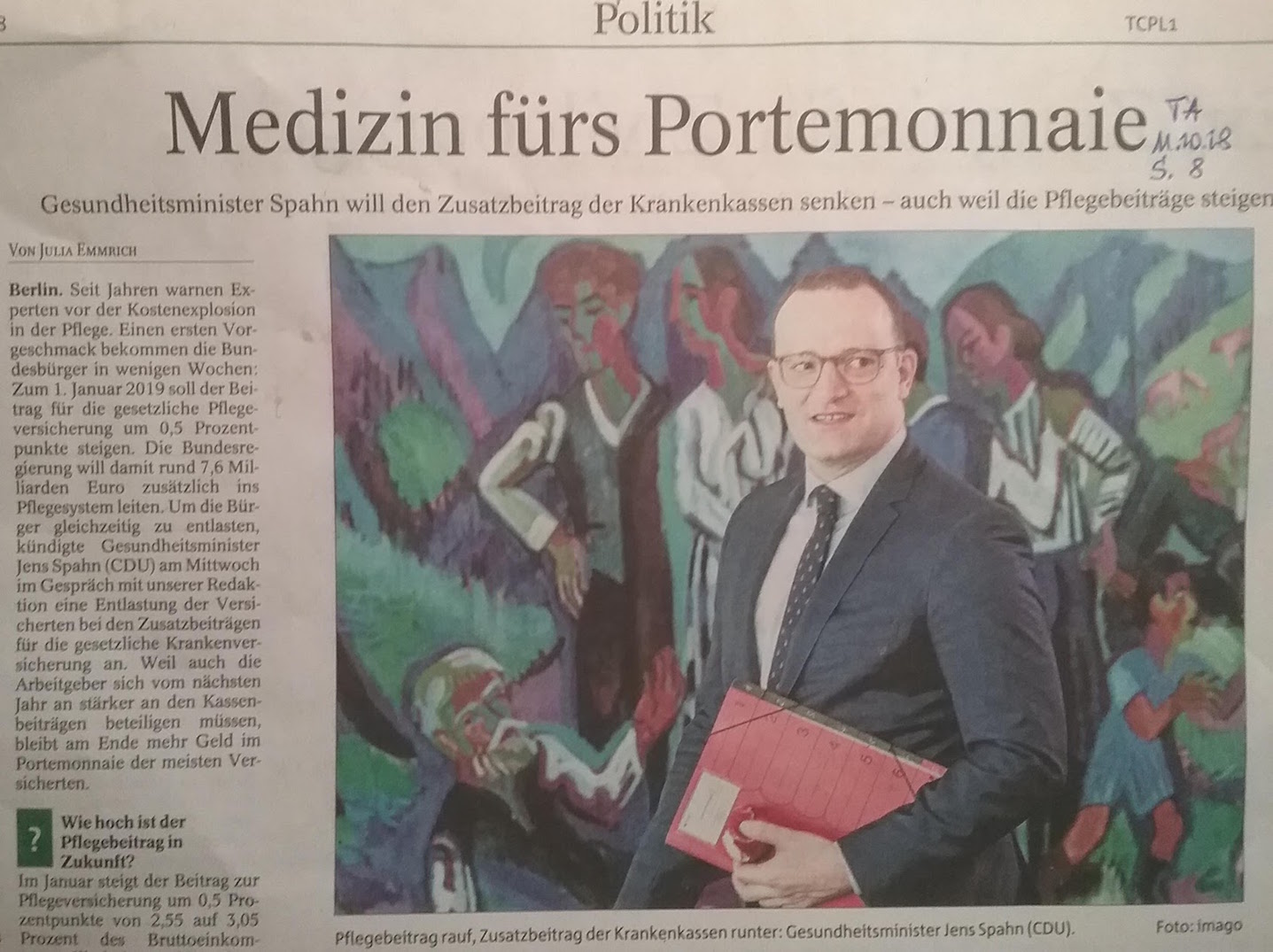 TA-Artikel über GesundheitsKosten 2018.10.11 _1c Blog 16.10.18