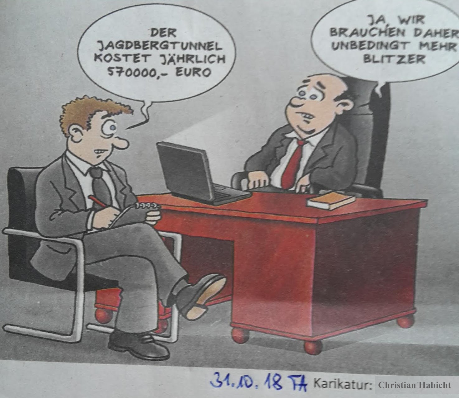 Karikatur Geld-BLITZER