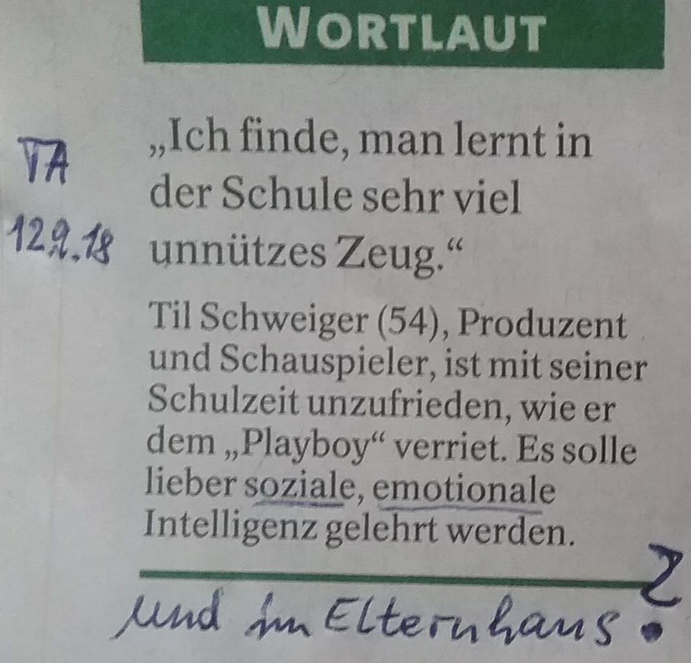 Zitat Schule