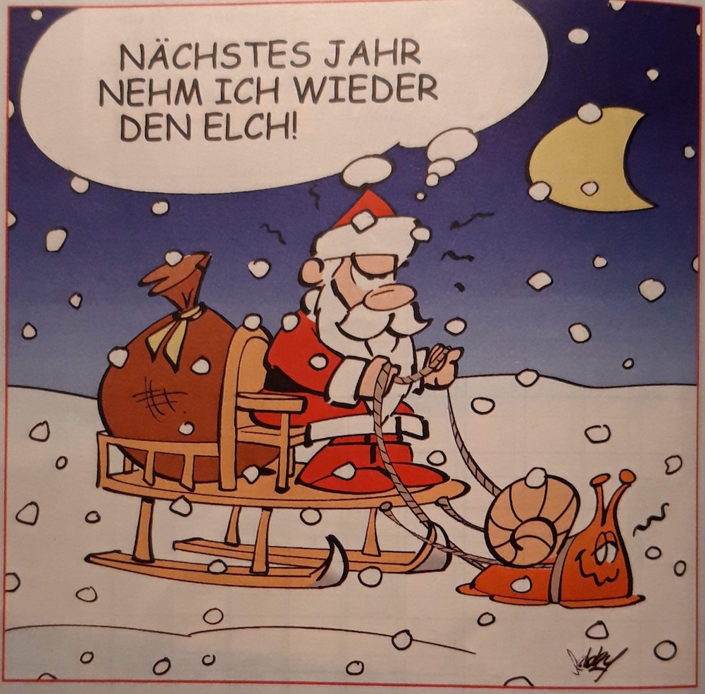 Karikatur Weihnachtsschlitten