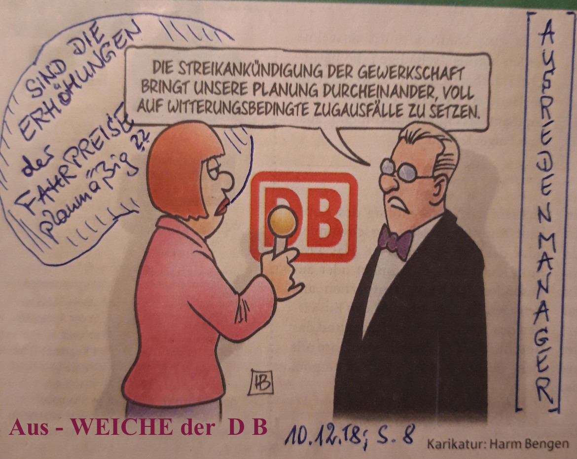 Karikatur BundesBahn - AusWeichManöver